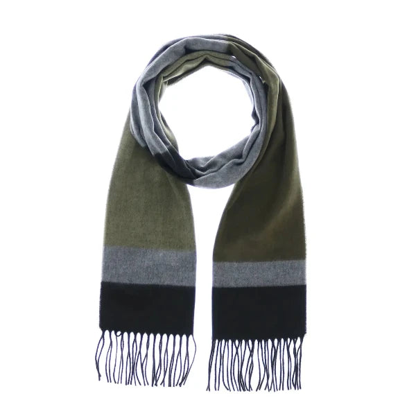 Varigated Stripes Scarf in Dark Olive