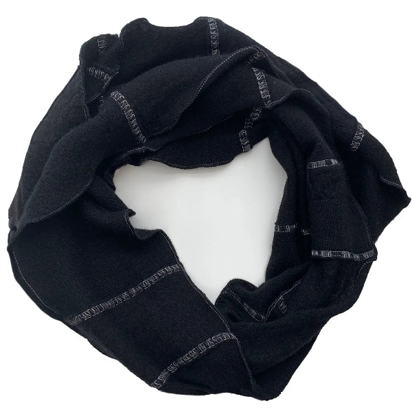 Handmade Cashmere Infinity Scarf: Black