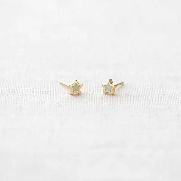 Opal Star Stud Earrings: 18k Gold Vermeil