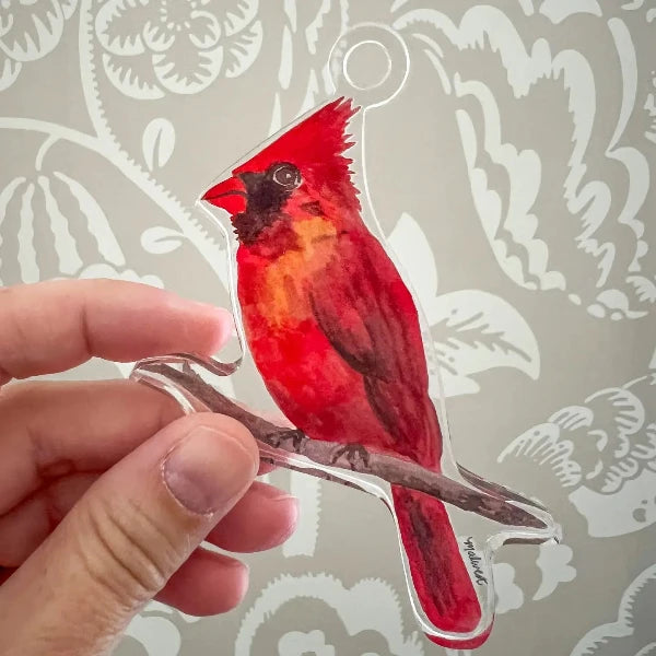 Cardinal Watercolor Acrylic Ornament