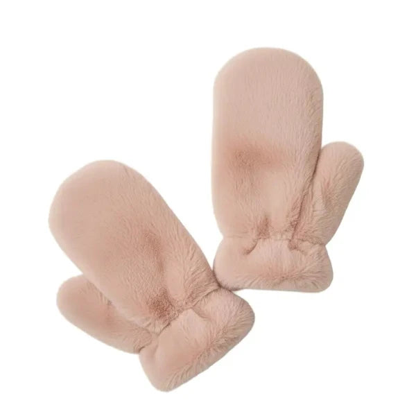 Chamonix Faux Fur Mittens in Oatmeal