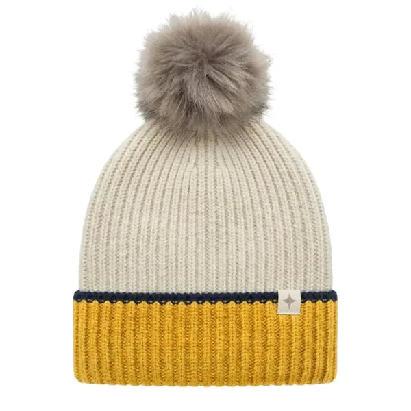 Montauk Colorblock Beanie in Cream/Golden