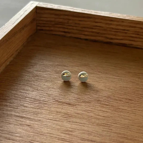 Tiny Pebble Stripe Studs in Pale Blue