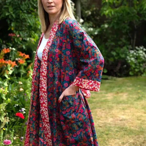 Long Kimono Robe in Fuchsia Ciara
