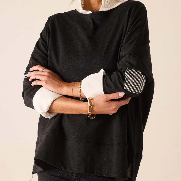 Amour Applique Tee: Black/Black Gingham