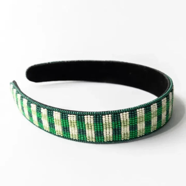 Stevie Gingham Beaded Headband