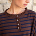 Catalina Cotton Ruffle Henley: Walnut/Marine
