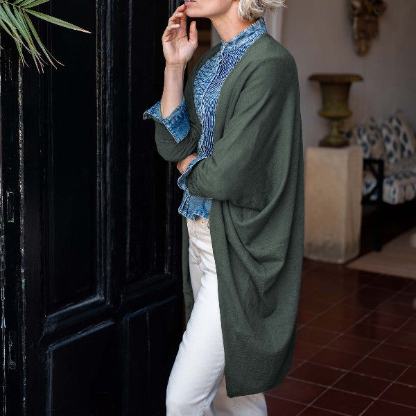Chelsea Cotton Cashmere Kimono in Olive
