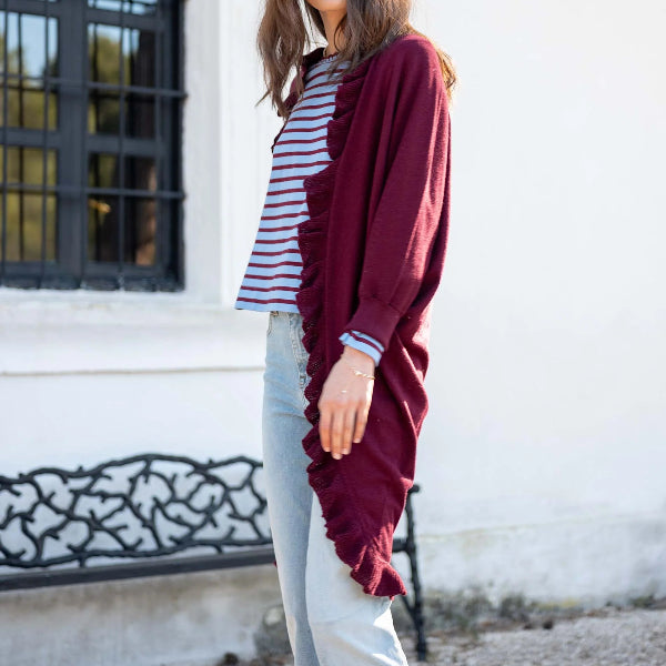 Chelsea Ruffle Kimono in Vino