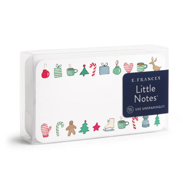 Pack of E. Frances Little Notes with Christmas-themed illustrations on a white background
