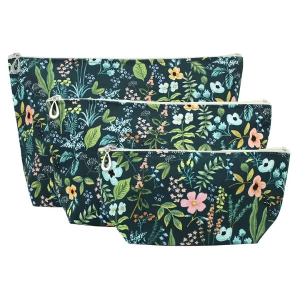 Makeup Bags- Floral Study on Navy