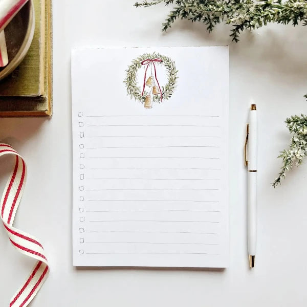 Christmas Checklist Notepad: Bell Wreath