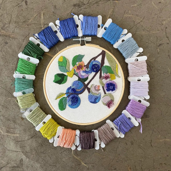 DIY Embroidery Kit: Blueberry Blossoms