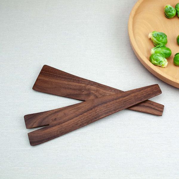 10" Walnut Salad Server Set