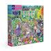 Jigsaw puzzle box with a colorful design of a garden scene and people working in a garden.