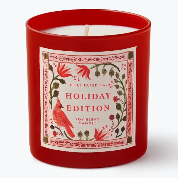 Cardinals Holiday Glass Candle