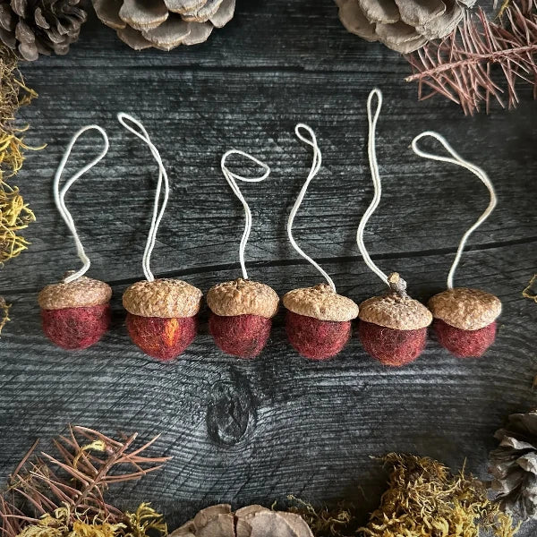 Acorn Ornament in Hawthorn Berry Red