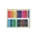 Set of colorful pastel crayons in a box on a white background
