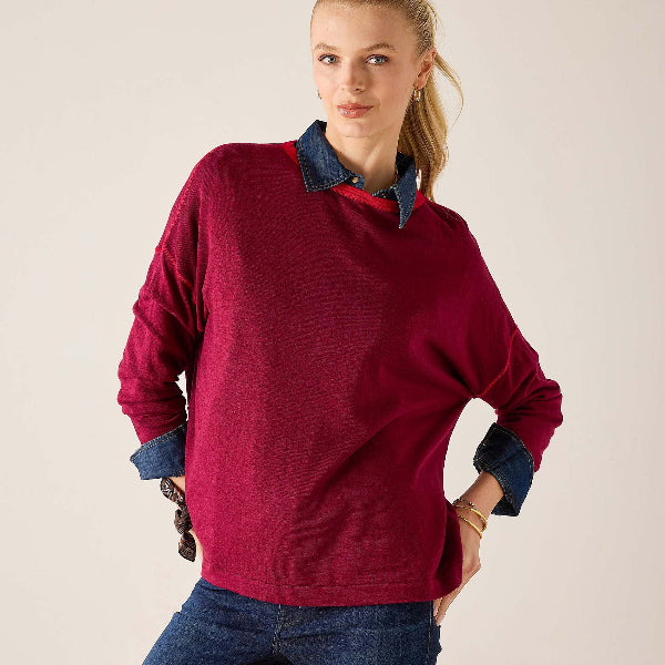 Delmar Crewneck Sweater in Sangria