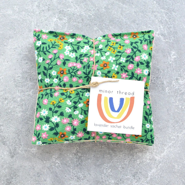 Lavender Sachet in Grass Green Tiny Floral
