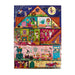 Colorful puzzle with illustrated scenes of a witch's house and its interior.