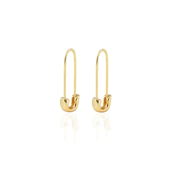 Safety Pin Hoop Earrings: 18k Gold Vermeil