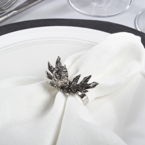 Brass Pine Cone Napkin Rings Set/4