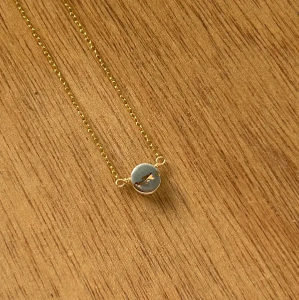 Teeny Pebble Stripe Necklace in Dark Grey