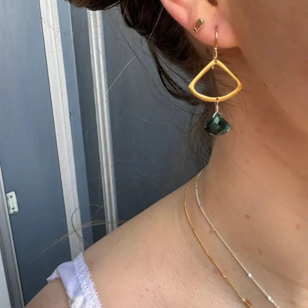 Open Fan Indicolite Vermeil Earrings