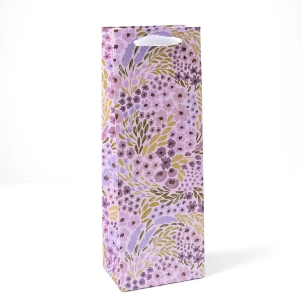 Lilac Floral Wine Bag