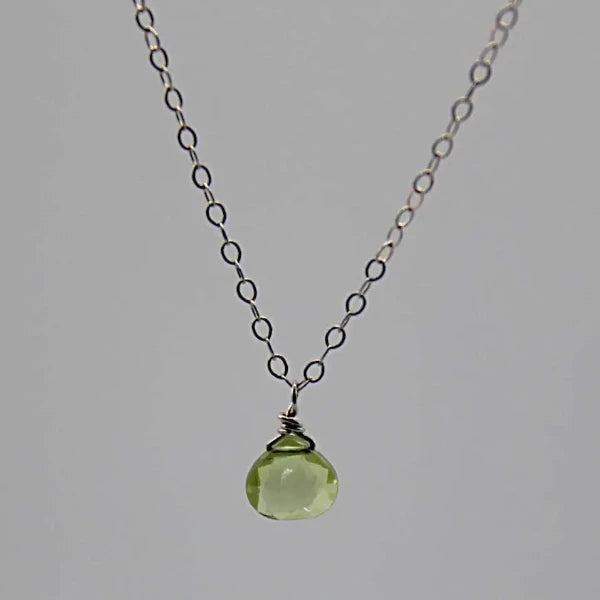 Green Peridot Sterling Silver Necklace