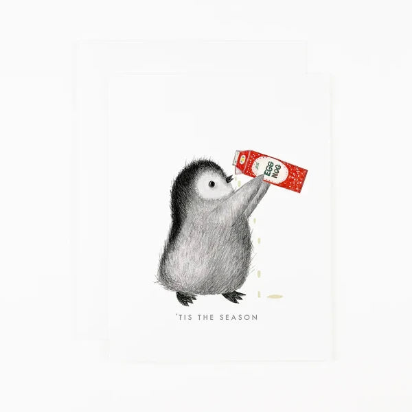 Penguin Drinking Eggnog Boxed Card