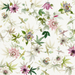 Pattern of pink and green flowers on a white background