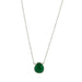Necklace with a green teardrop pendant on a white background