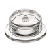 Clear glass dome with embossed design on a white background
