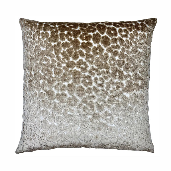 A square throw pillow featuring a textured, embossed pebble pattern that gradients from a warm brown at the top to a light silver-gray at the bottom, shown against a plain white background.