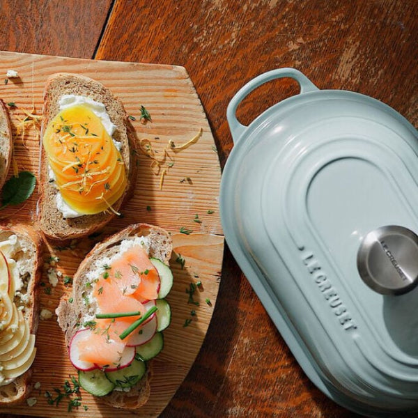 oval cast iron bread oven in sea salt