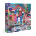 Jigsaw puzzle box with colorful village scene and ' eeBoo' branding