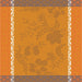 A square decorative pattern tile featuring a central warm orange field with muted brown leafy vine motifs, bordered by orange side panels and gray-and-white patterned bands at the top and bottom.