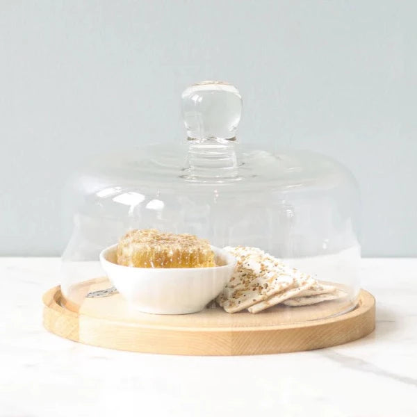 Small Glass Dome with Wood Base