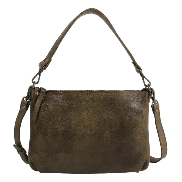 Stevie Leather Crossbody Bag in Moss
