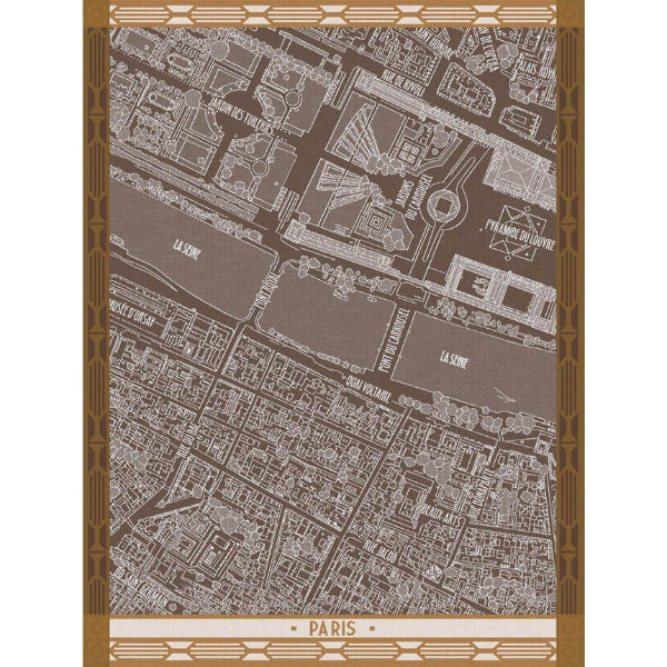 Vol d'Oiseau Paris Brown Tea Towel