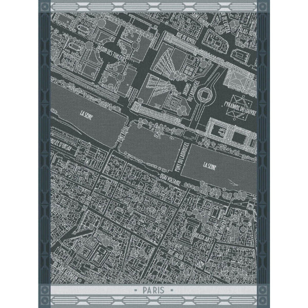 Vol d'Oiseau Paris Black Tea Towel