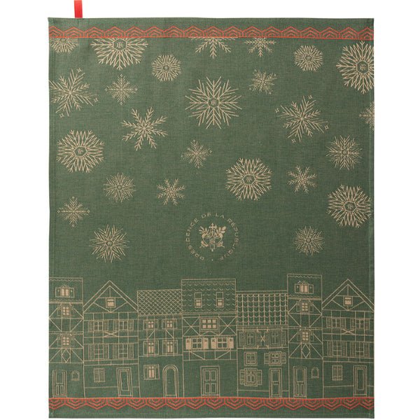 Village de Noel Green Tea Towel