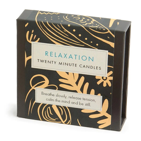 Pack of twenty-minute candles with decorative packaging on a white background