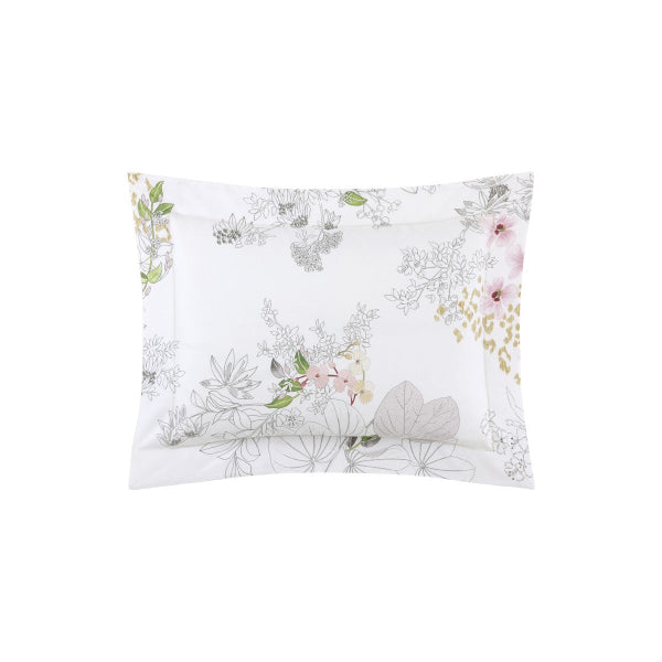 Floral patterned pillow on a white background