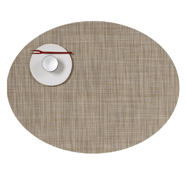 Oval Placemats: Mini Basketweave: Linen
