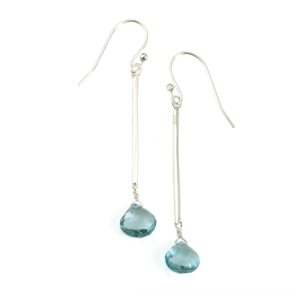 Stone- Stick With Blue Topaz Earrings