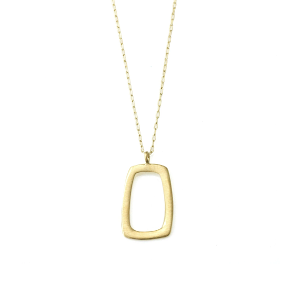 Stone - Small Rectangle Necklace - Gold