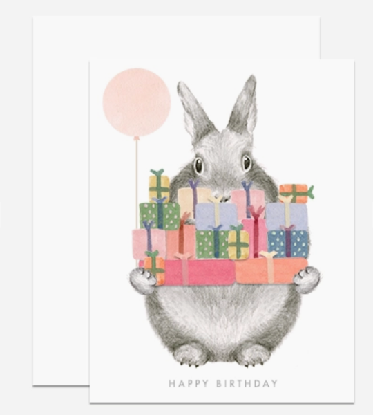 Bunny With Gifts Birthday Card